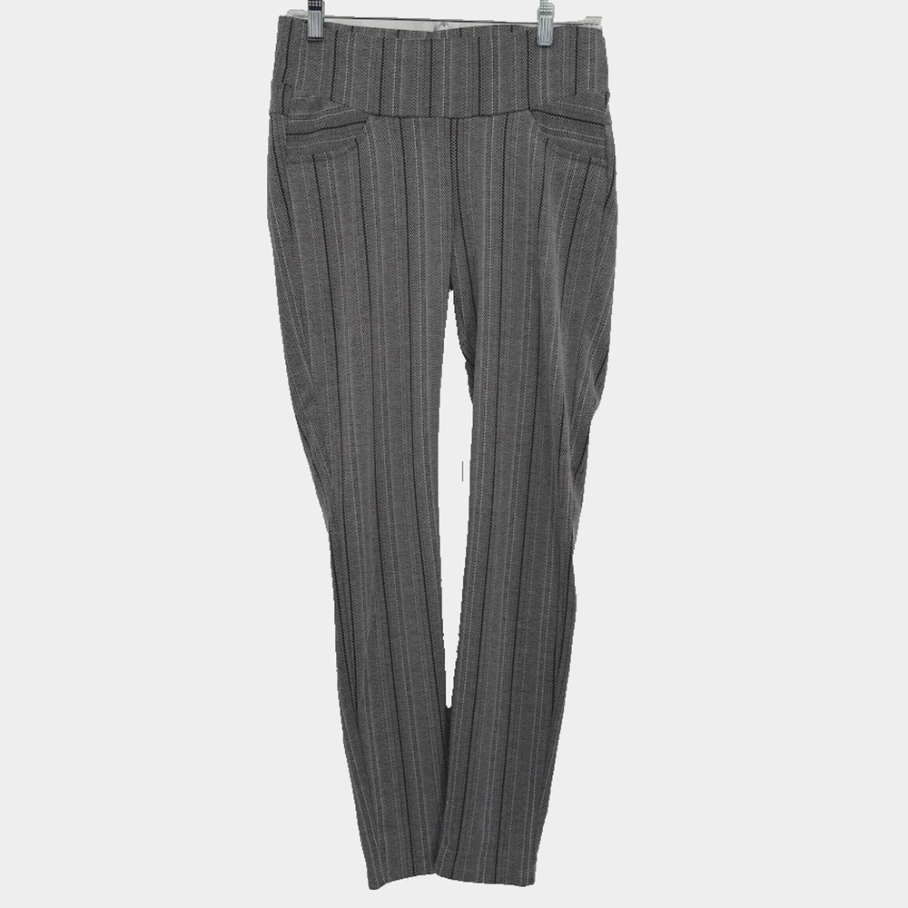 Emma Fiorenzi Pull On Pants Womens Med Gray Herringbone Stretch Slim Work Career